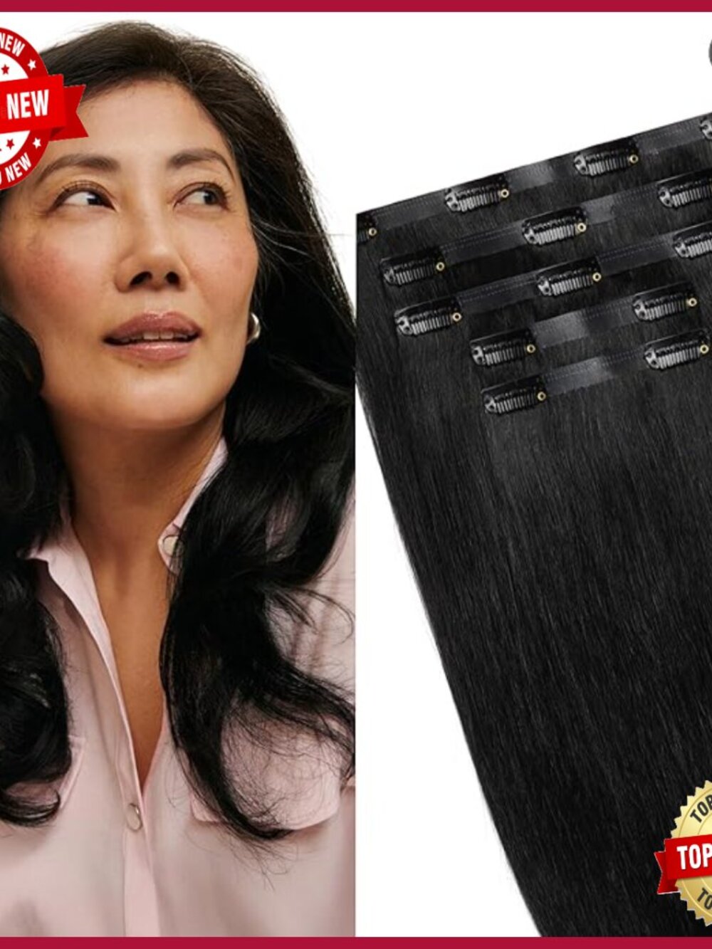 Clip-In Hair Extensions 16" 100g Remy Human Hair 5-Piece Starter Kit